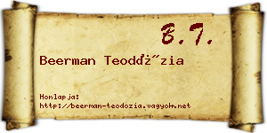 Beerman Teodózia névjegykártya